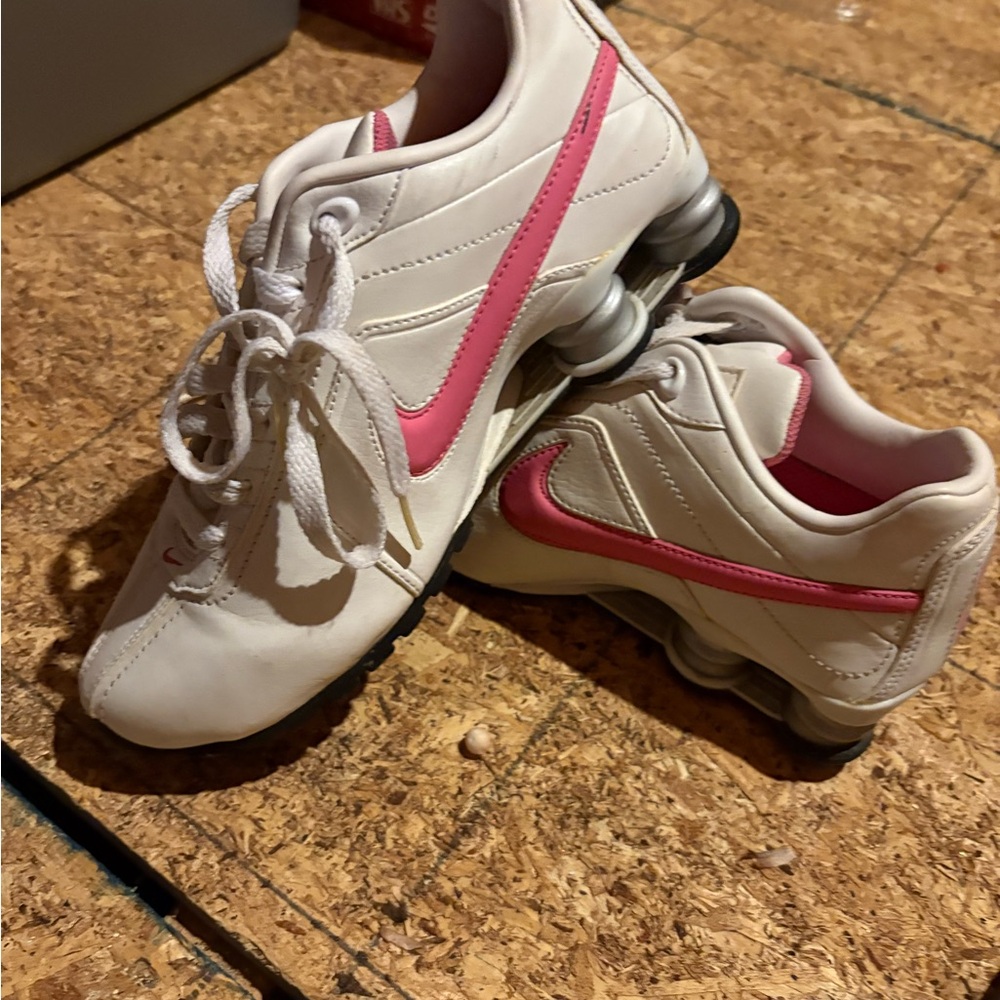 Nike Women's White and Pink Shox Running Sneakers